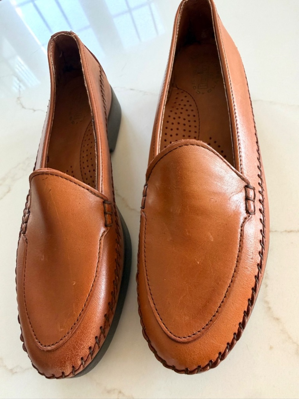 Dexter Vintage 90's Women's Brown Leather Loafer Shoes 8.5M whipstitch Comfort